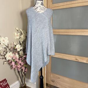 Fratelli Talli Gray Blue Pullover Poncho Shawl Sweater Wool Alpaca Blend Italy